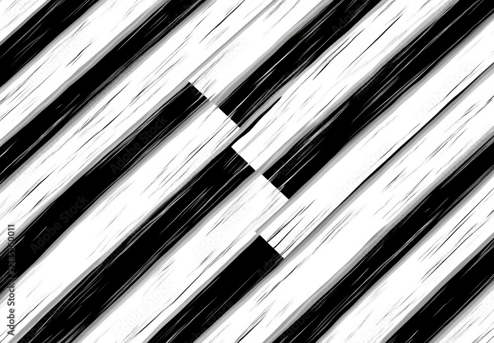Poster abstract black and white diagonal stripes pattern. high contrast graphic design with textured lines 