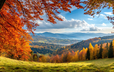 Fototapeta premium Gentle stretching during wellness routine cozy morning while viewing a scenic vista connecting wellness routine autumn wellness and wellness routine spring wellness. 