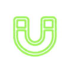 Fototapeta premium Icon magnet from the flow of energy of green color. Shimmering neon