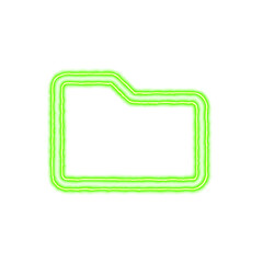 Icon folder from the flow of energy of green color. Shimmering neon