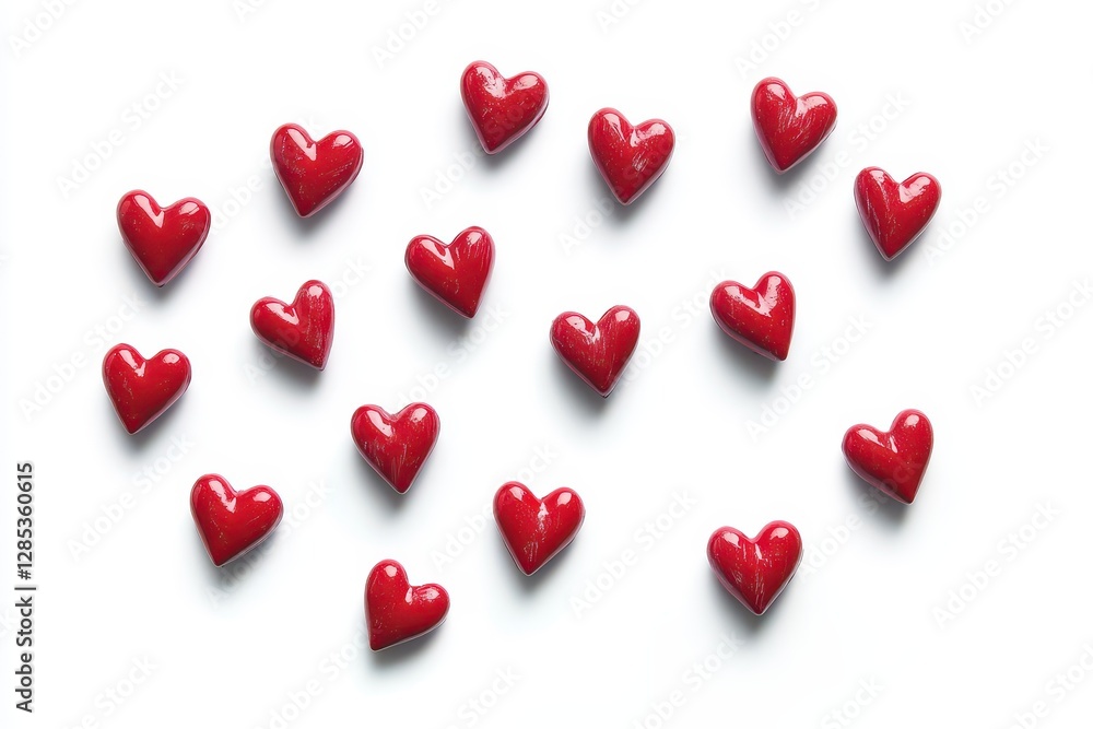 Aufkleber colorful hearts in random arrangement on a white background for creative design elements, hearts mov
