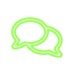 Icon comments from the flow of energy of green color. Shimmering neon