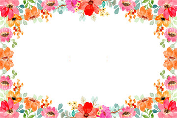 Watercolor flower frame for wedding, birthday, card, background, invitation, wallpaper, sticker, decoration etc.