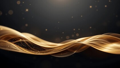 An abstract rendering of gold colored elegant flowing ribbons