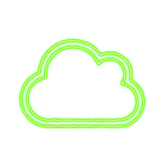 Icon cloud from the flow of energy of green color. Shimmering neon