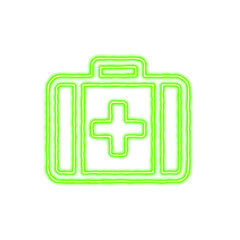 Obraz premium Icon medkit from the flow of energy of green color. Shimmering neon