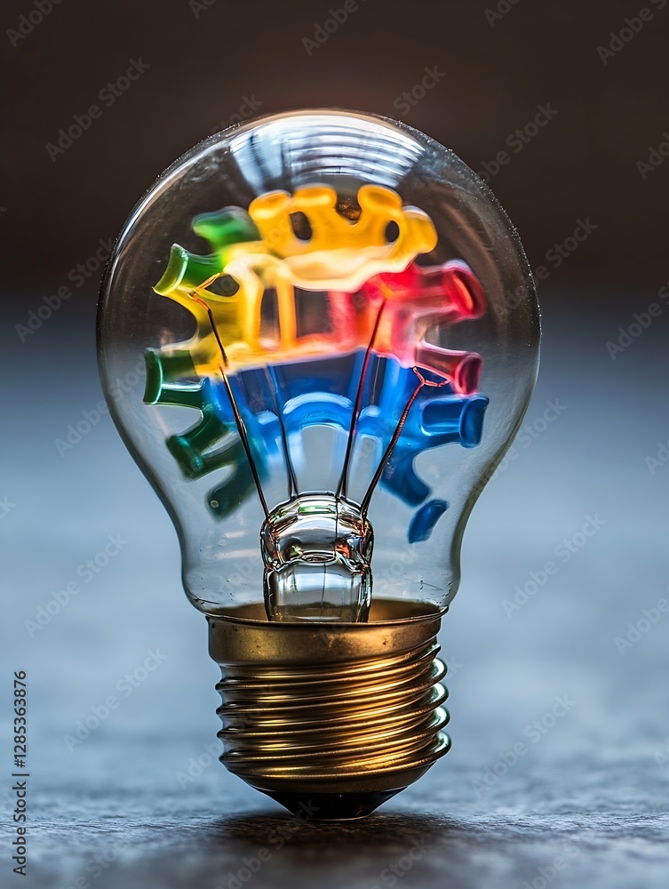 Poster Creative Colorful Light Bulb with Unique Design Concept : Generative AI