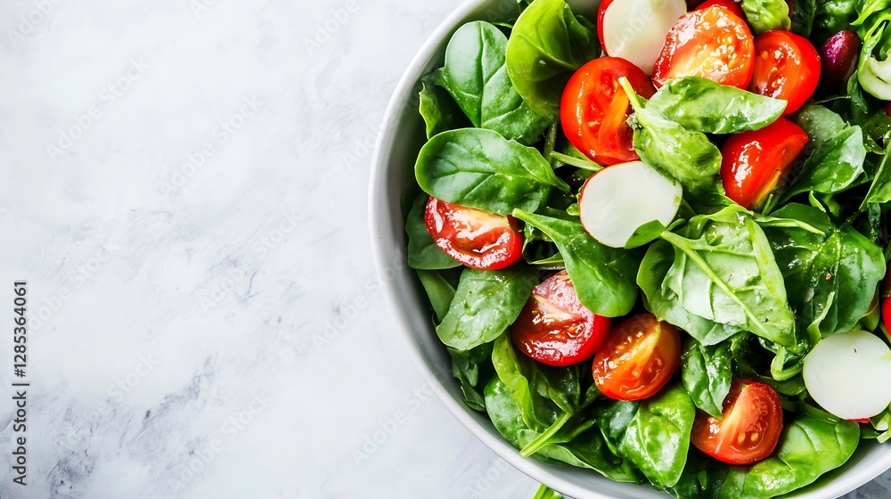 Aufkleber fresh colorful garden salad with spinach tomatoes and ingredients : generative ai
