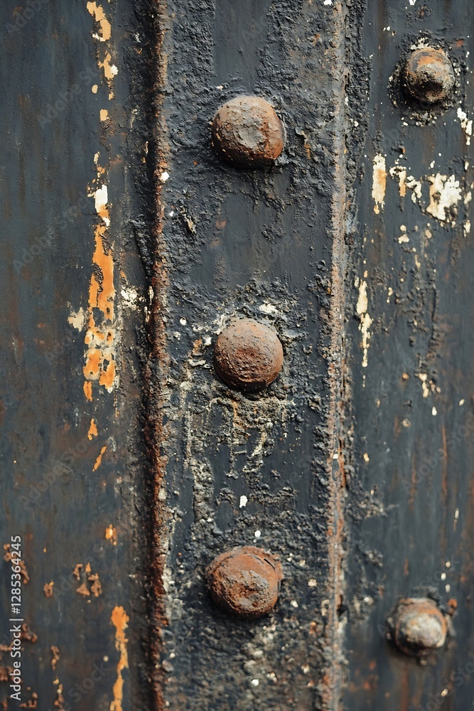 Poster textured close up of rusty metal surface highlighting industrial design elements : generative ai