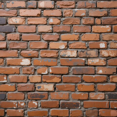 Obraz premium Red Brick Wall Texture: A close-up of a weathered red brick wall, showcasing the rugged texture and intricate details of the aged masonry.