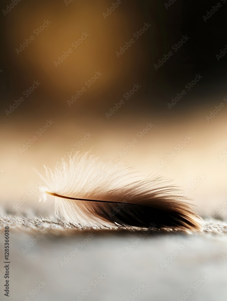 Leinwandbilder delicate soft feather resting on a smooth surface illuminated by natural light : generative ai