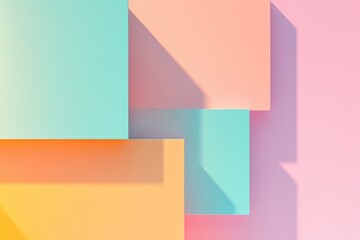 Fototapeta premium composition of vividly colored abstract squares with varying opacity over gradient background arranged in non-linear