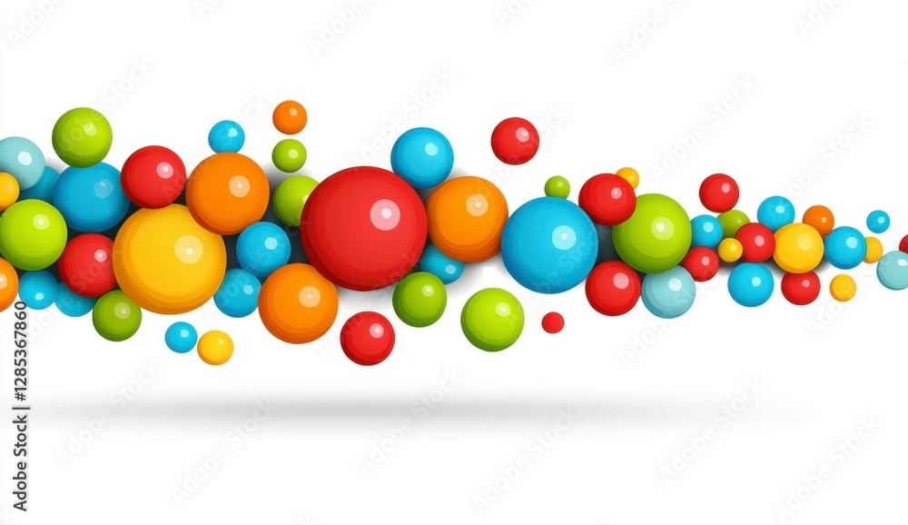 Aufkleber colorful spheres of various sizes float against a white background, creating a playful and dynamic c