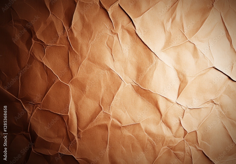 Poster highly textured brown crumpled paper background. darker edges and variations in shading create depth