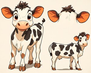 Fototapeta premium Cute Calf Multiple Views