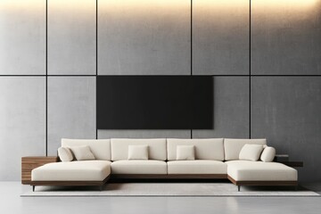 Contemporary 3D Render of a Stylish Interior with a Comfortable Sofa