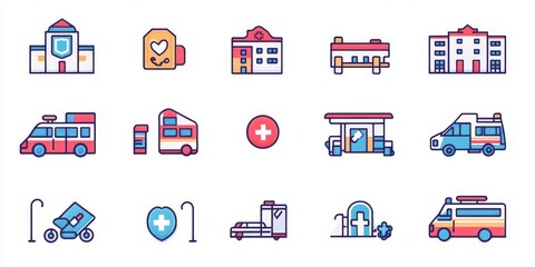 Obraz premium City Emergency and Medical Services Icons
