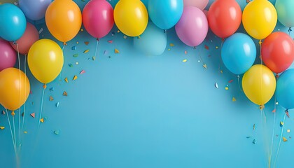 Colorful Balloon Frame on Blue Background