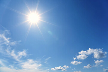 クリアな青空と太陽