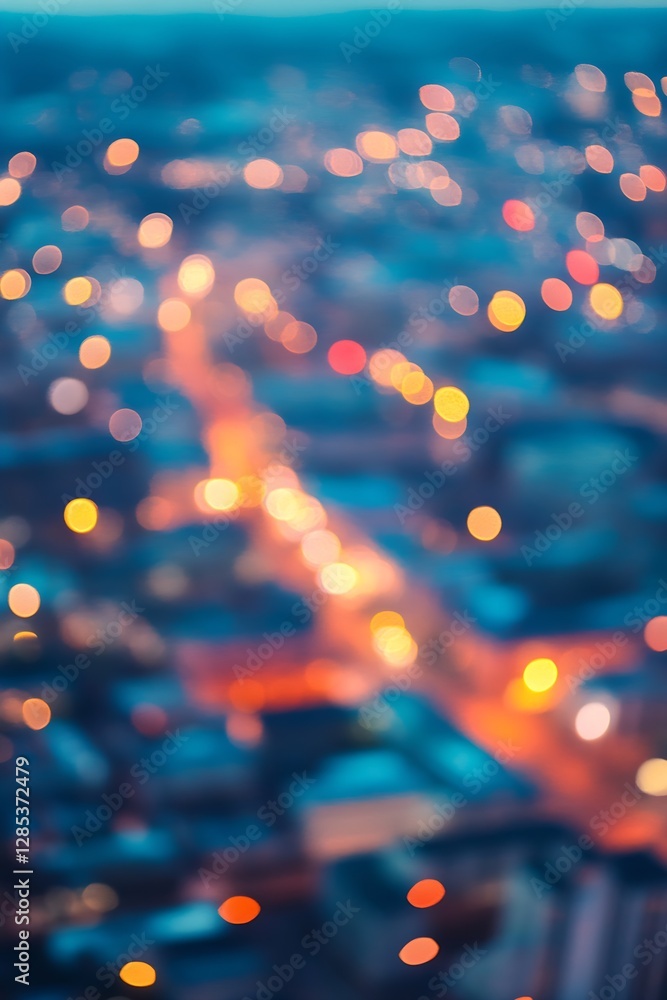 Poster blurred city lights creating an abstract urban scene at night : generative ai