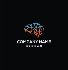 Futuristic Tech Brain Logo with vector template
