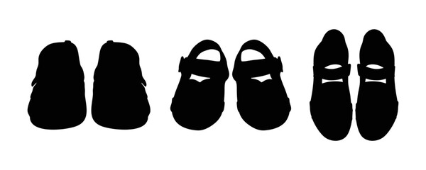 Baby shoes black and white silhouette isolated on transparent background