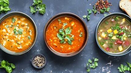 Three delicious bowls of homemade soup recipes perfect for a cozy meal