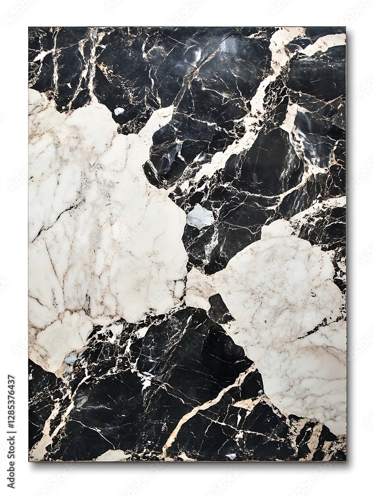 Poster elegant black and white marble texture with intricate veins and patterns : generative ai