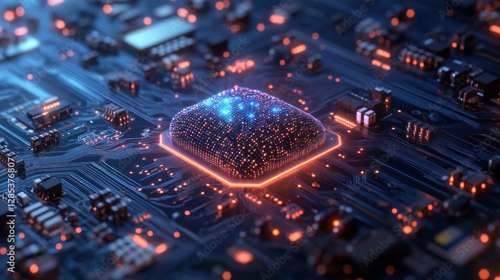 Poster digital brain: ai microchip circuitry