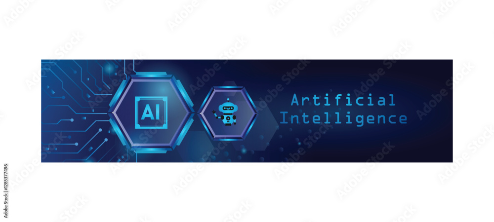 Poster horizontal artificial intelligence futuristic template background design