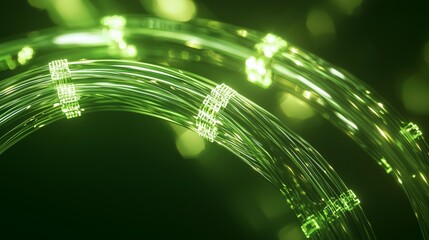 High Tech Green Data Network with Futuristic Digital Elements
