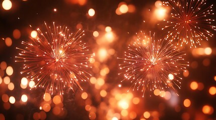 Obraz premium Vibrant Fireworks Displayed Against A Dark Background