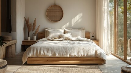 Cozy Minimalist Bedroom with Natural Light and Earthy Decor in Modern Interior Design