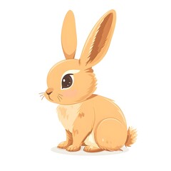Obraz premium Adorable Orange Bunny Rabbit Sitting Illustration Cute Cartoon Hare Childrens Book Art
