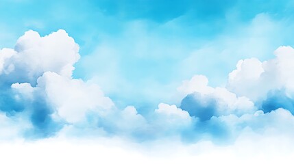 Bright blue sky with fluffy white clouds