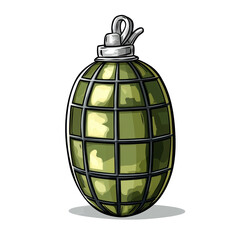 Isolated Green Army Grenade with Checkered Texture