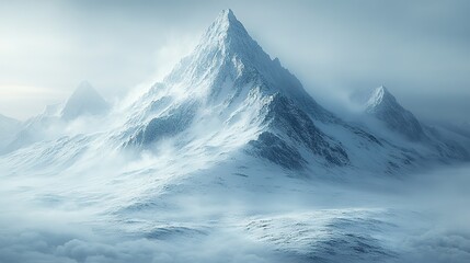 Obraz premium A serene snowy mountain landscape stands in majestic isolation