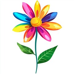 Naklejka premium Colorful flower illustration against white background