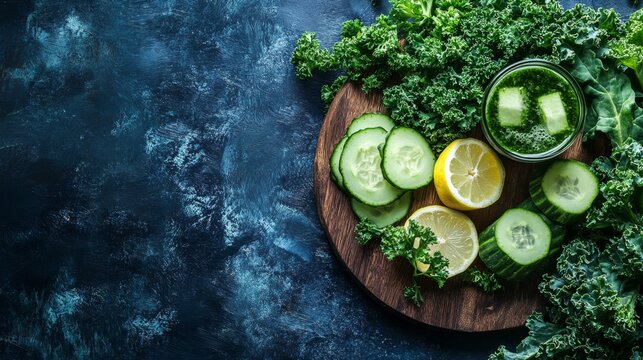 Refreshing Green Detox Juice with Kale, Lemon, and Cucumber for Healthy Living