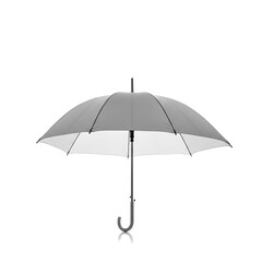 A simple gray umbrella isolated on a white background shot