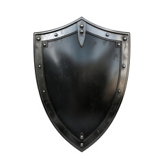Isolated Dark Metal Shield with Rivets and Ornate Trim
