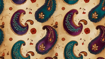 Deep Plum and Bronze Mehndi Wallpaper with a Traditional Indian Pattern