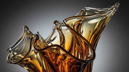Abstract amber glass sculpture design