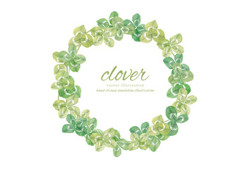 水彩で描いたクローバーのフレーム