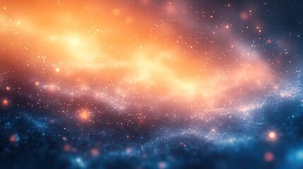 A soft-focus abstract background features pastel hues of blue and orange, creating a serene and calming atmosphere