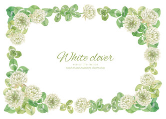 水彩で描いたクローバーのフレーム