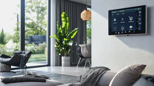 Smart Home Integration: A sleek and modern smart home control panel, mounted on a pristine wall, showcases intuitive interface, hinting at the seamless blend of technology and sophisticated living.