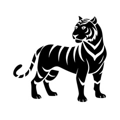 Obraz premium Angry jungle tiger face icon with intense eyes, symbolizing the wild and untamed.