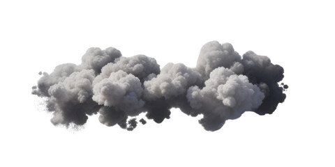 Dramatic Grey Smoke Cloud Explosion with Ink Splash Effect, Abstract Aesthetic Background, cutout