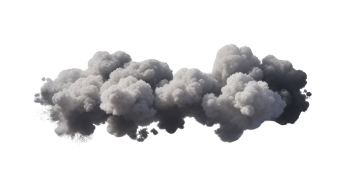 Dramatic Grey Smoke Cloud Explosion with Ink Splash Effect, Abstract Aesthetic Background, cutout